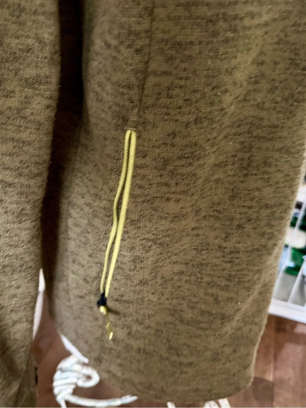 The North Face Olive Green Zip-Up Fleece with Yellow Trim